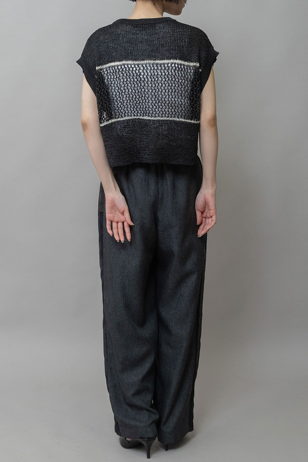 Munich リブ編み×スカシ編みニットジレ【MN261K07】