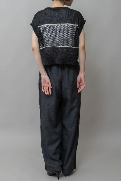 Munich リブ編み×スカシ編みニットジレ【MN261K07】