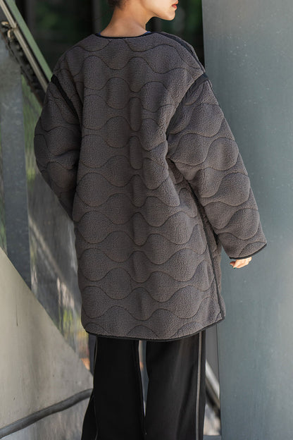 Munich キルティング×ボアリバーシブルノーカラーコート【MN252C51】