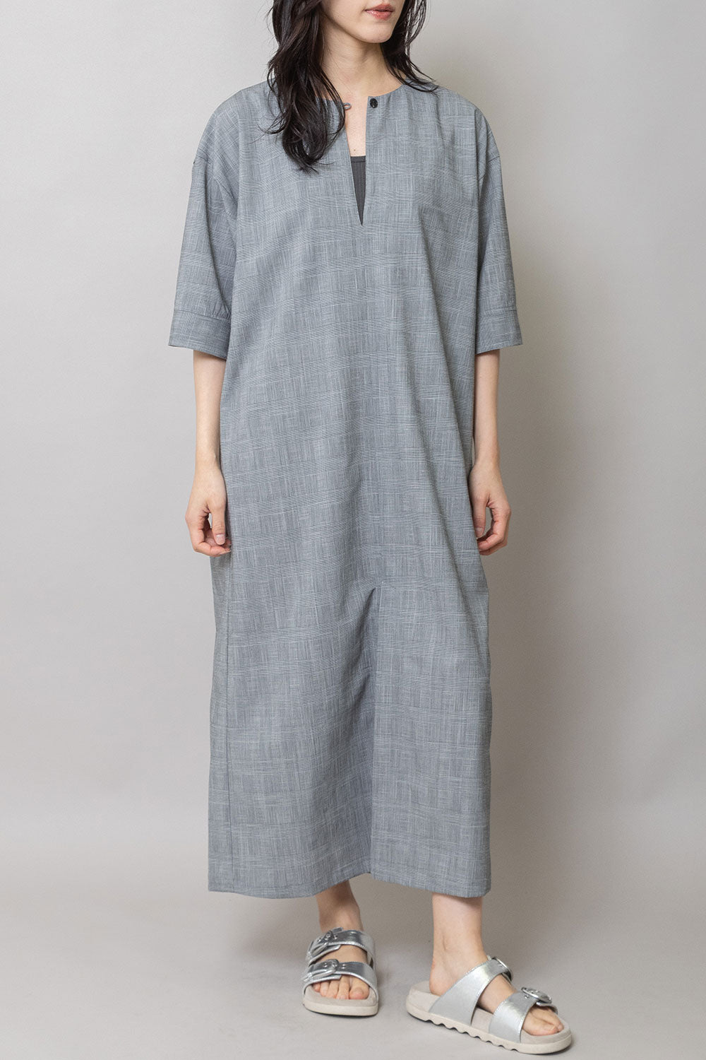 Munich ドライチェックキーネックワンピース【MN262N05】