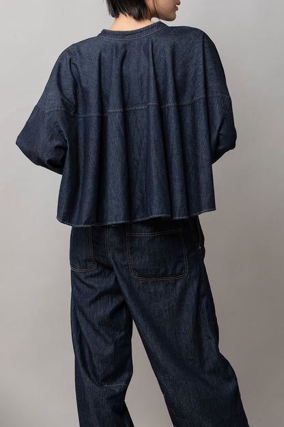 Munich 6ozスラブデニム２wayクロップドシャツ【MN261T14】