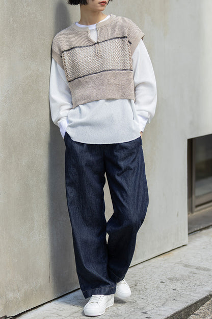 Munich リブ編み×スカシ編みニットジレ【MN261K07】