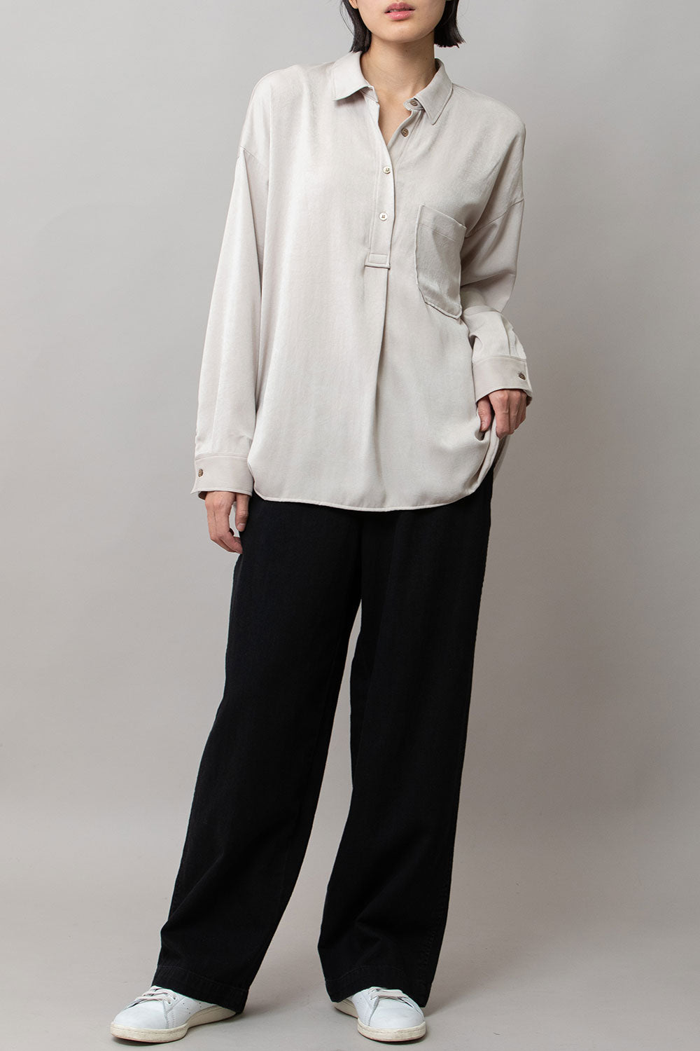 Munich ヴィンテージサテンプルオーバーシャツ【MN252T65】