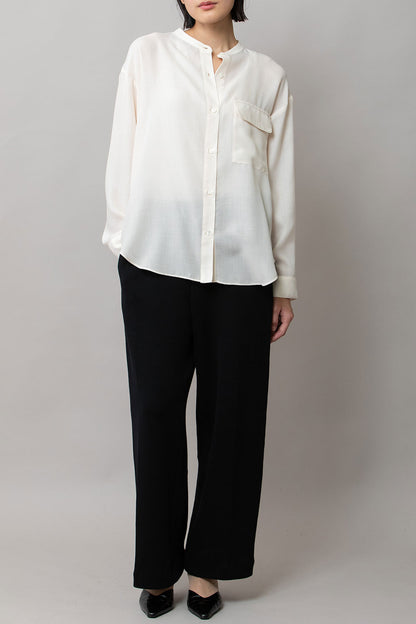 Munich ウォッシャブルウールビエラバンドカラーシャツ【MN252T61】