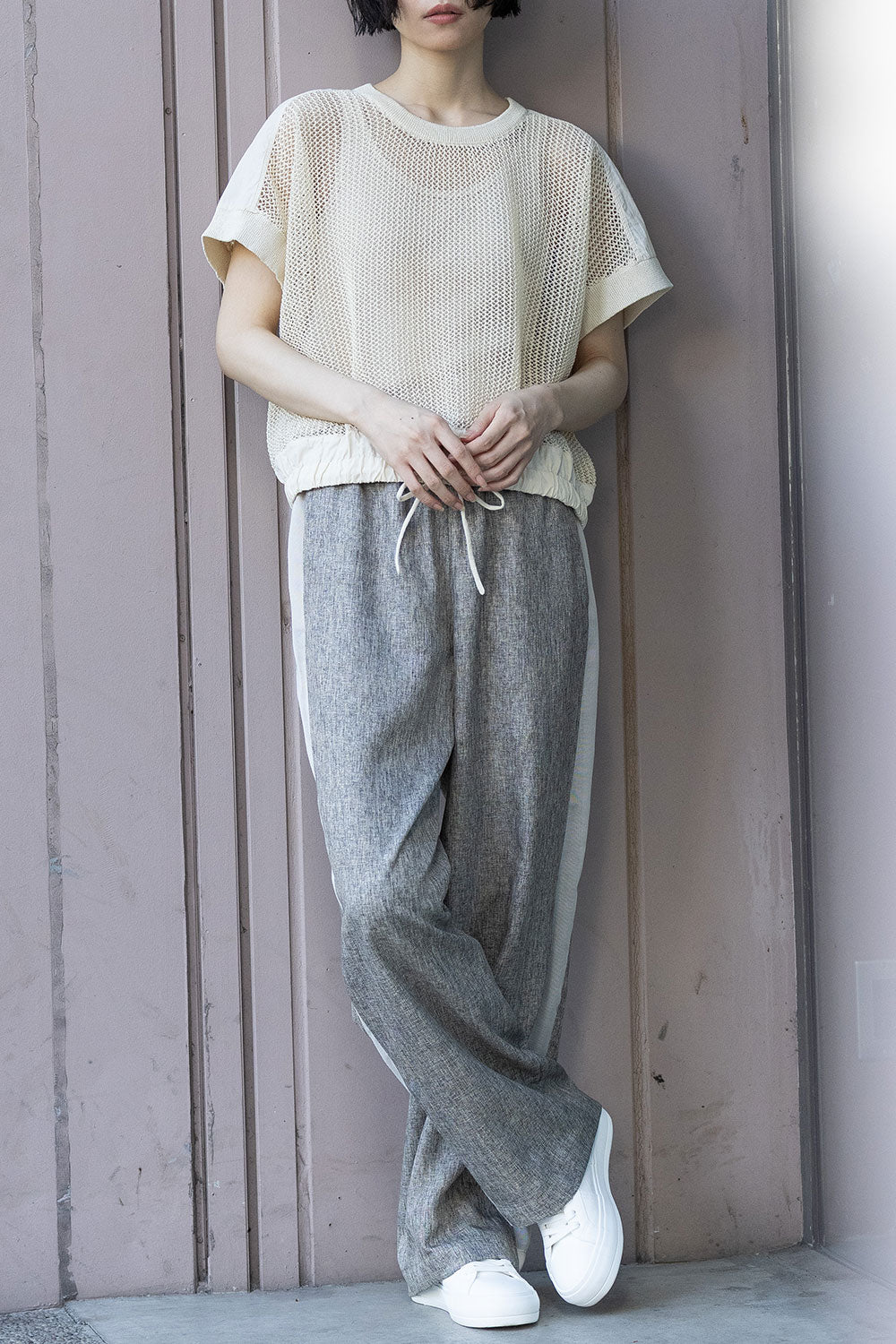 Munich ツイード調ツイル×メッシュサイドストライプパンツ【MN261P24】