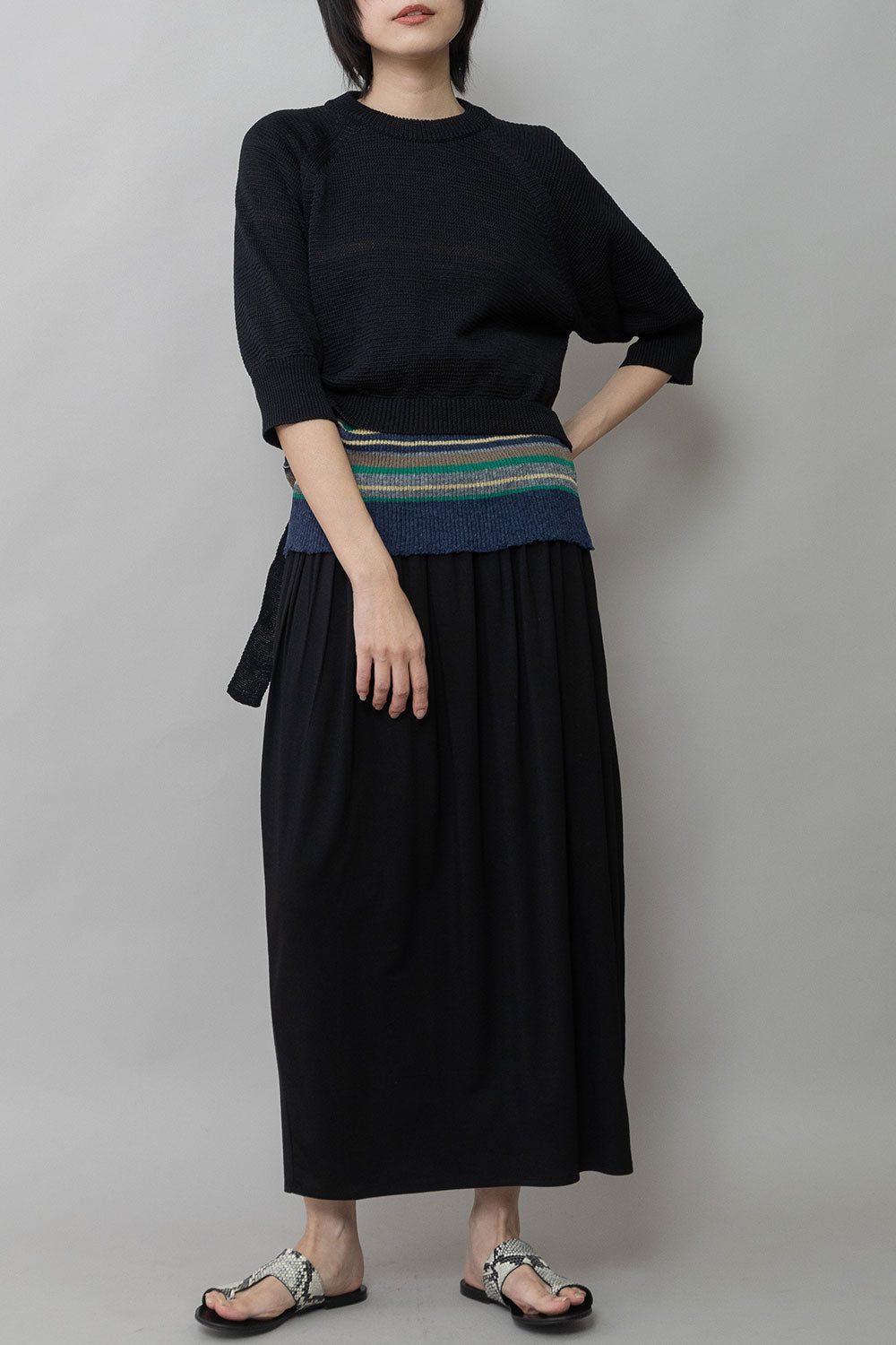 Munich コットンニットバックベルトディテールプルオーバー【MN261K16】