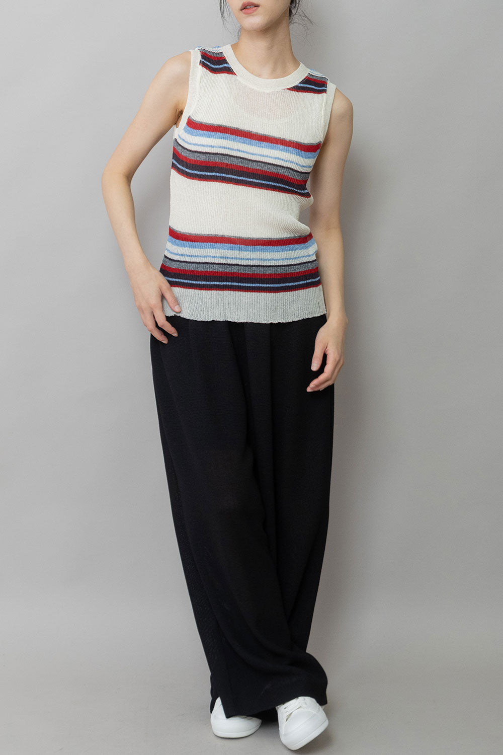 Munich ポリエステルレーヨンカラミ織りワイドパンツ【MN261P47】