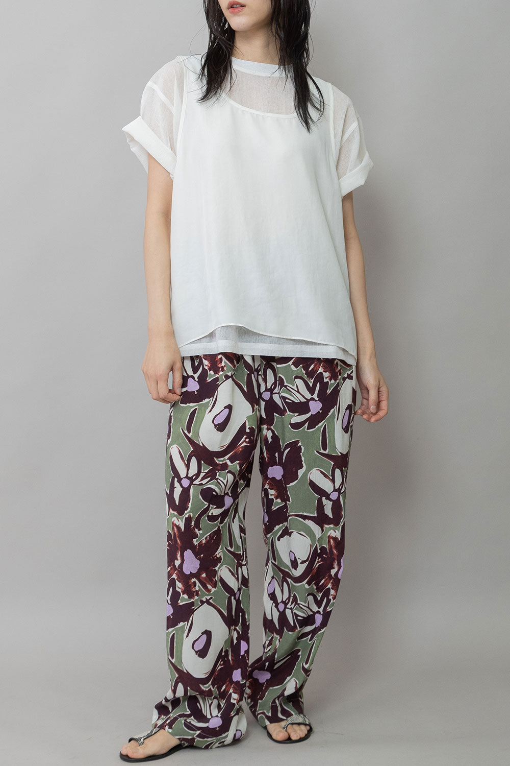 Munich ヴィンテージボイル×ドライツイルレイヤードトップス【MN261T45】