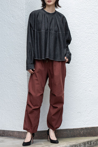 Munich 6ozスラブデニム２wayクロップドシャツ【MN261T14】