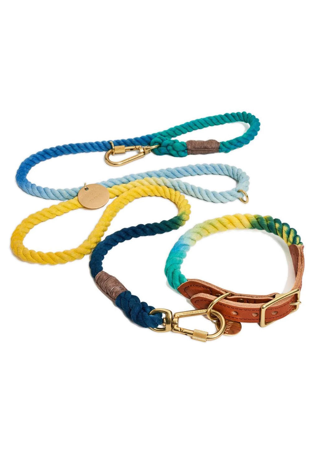 FOUND MY ANIMAL COTTON ROPE DOG LEASH, ADJUSTABLE & HANDCRAFTED - AZURE