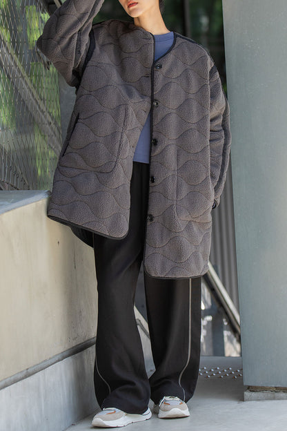 Munich キルティング×ボアリバーシブルノーカラーコート【MN252C51】