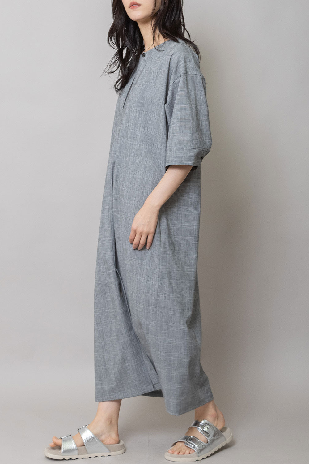Munich ドライチェックキーネックワンピース【MN262N05】