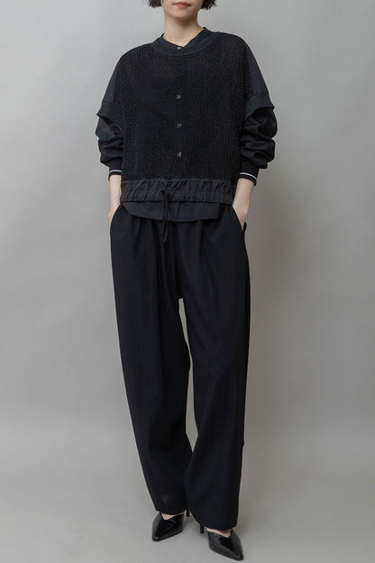 Munich スカシ編みニット×タフタドッキングショートプルオーバー【MN261K05】