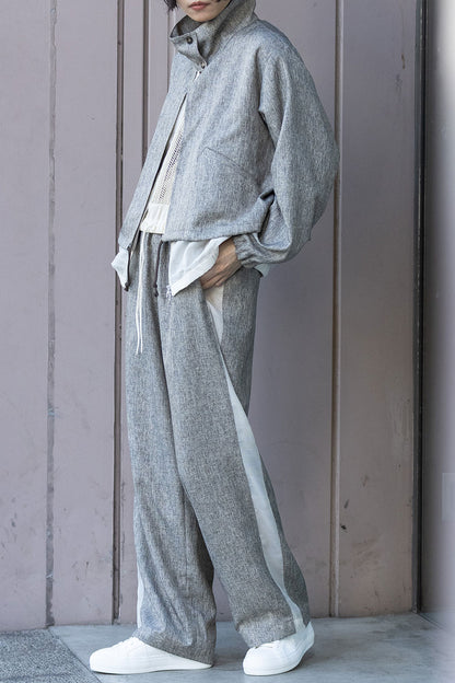 Munich ツイード調ツイル×メッシュレイヤードジップブルゾン【MN261B23】