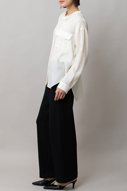 Munich ウォッシャブルウールビエラバンドカラーシャツ【MN252T61】