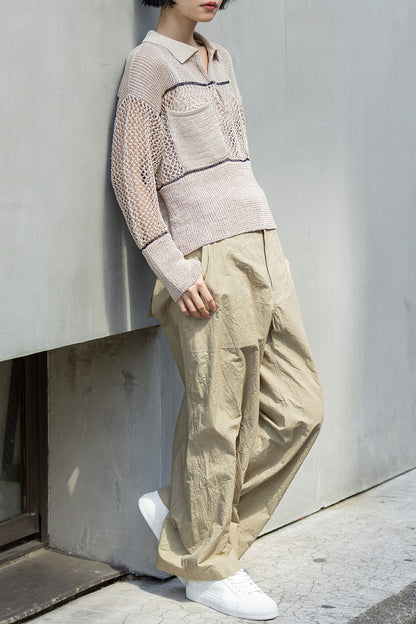 Munich リブ編み×スカシ編みポロニット【MN261K06】