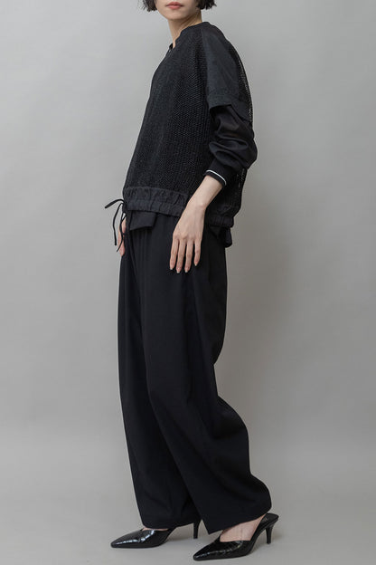 Munich スカシ編みニット×タフタドッキングショートプルオーバー【MN261K05】