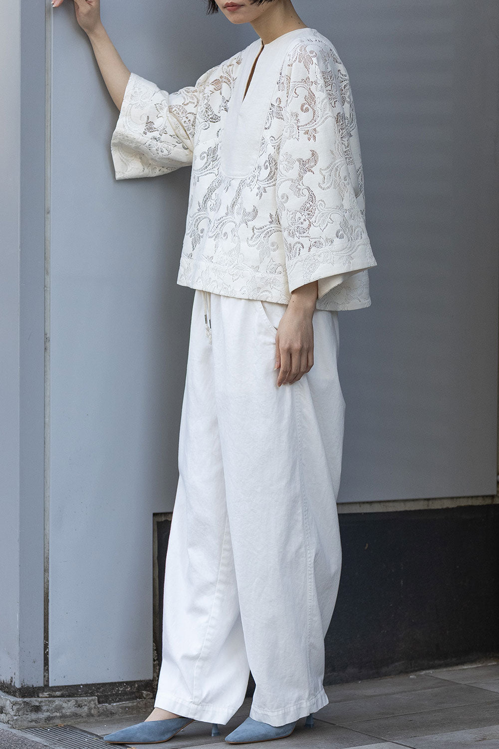 Munich コットンポリエステルレースドッキングブラウス【MN261T29】