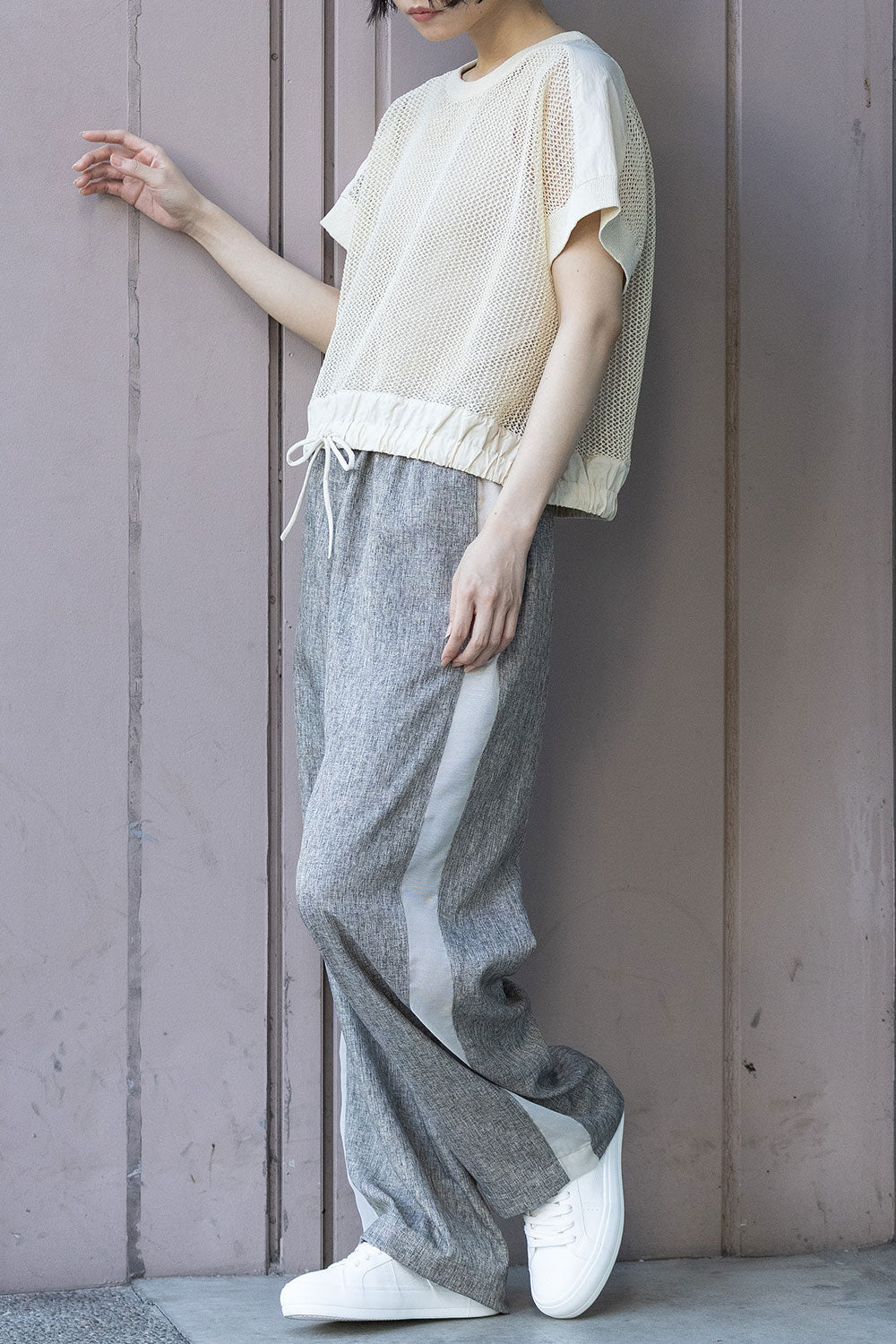 Munich ツイード調ツイル×メッシュサイドストライプパンツ【MN261P24】