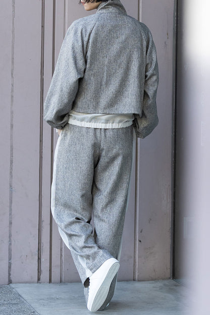 Munich ツイード調ツイル×メッシュレイヤードジップブルゾン【MN261B23】