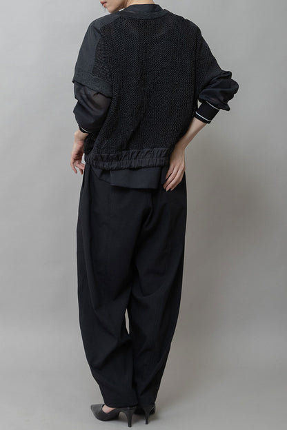 Munich スカシ編みニット×タフタドッキングショートプルオーバー【MN261K05】