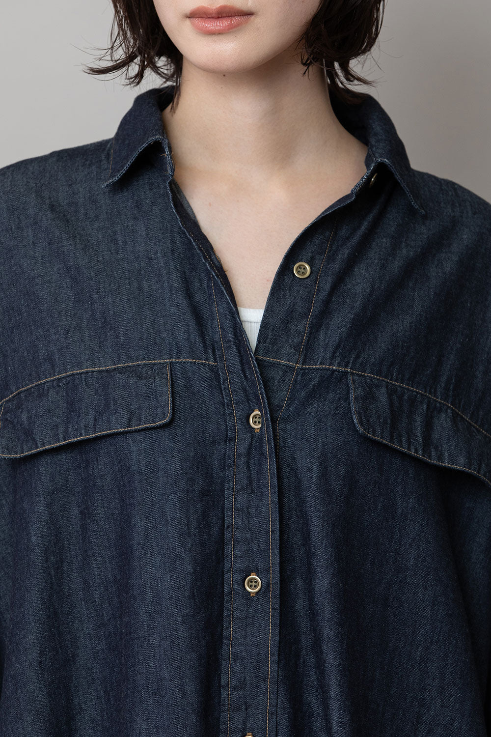 Munich 6ozスラブデニムシャツワンピース【MN261N10】