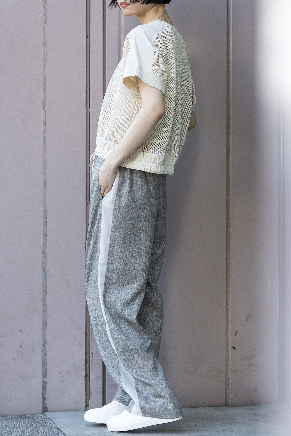 Munich ツイード調ツイル×メッシュサイドストライプパンツ【MN261P24】