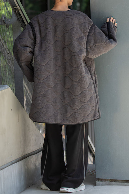 Munich キルティング×ボアリバーシブルノーカラーコート【MN252C51】