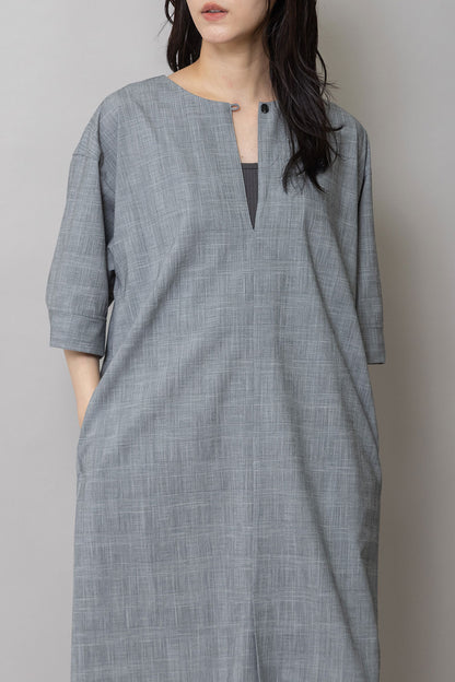 Munich ドライチェックキーネックワンピース【MN262N05】