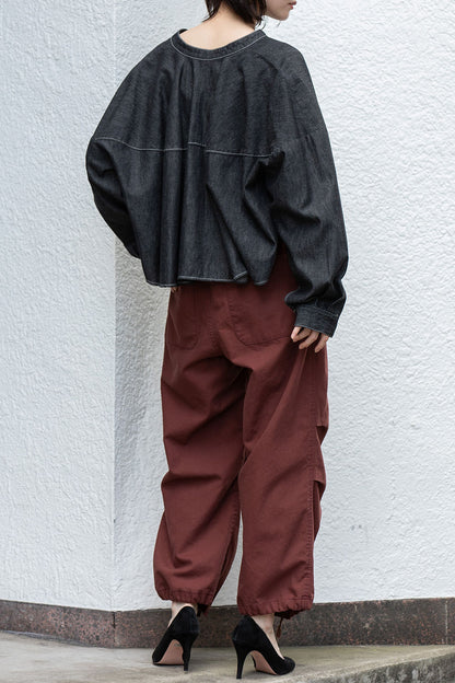 Munich 6ozスラブデニム２wayクロップドシャツ【MN261T14】