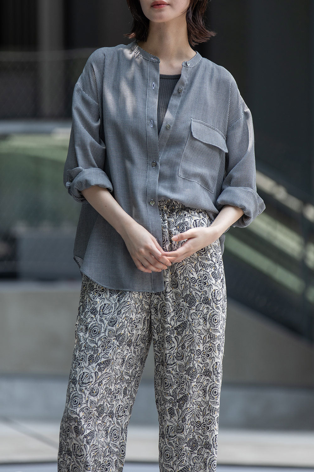 Munich ウォッシャブルウールビエラバンドカラーシャツ【MN252T61】