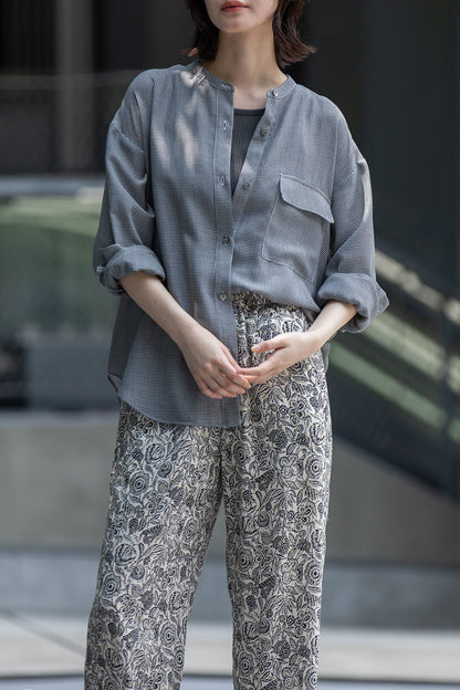 Munich ウォッシャブルウールビエラバンドカラーシャツ【MN252T61】