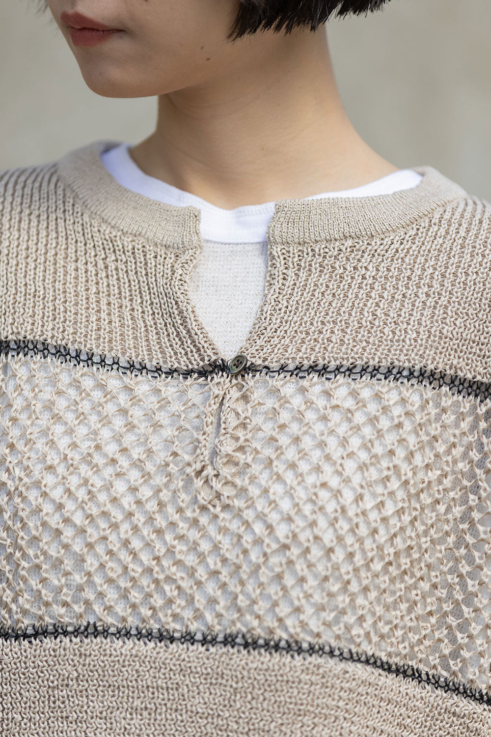 Munich リブ編み×スカシ編みニットジレ【MN261K07】