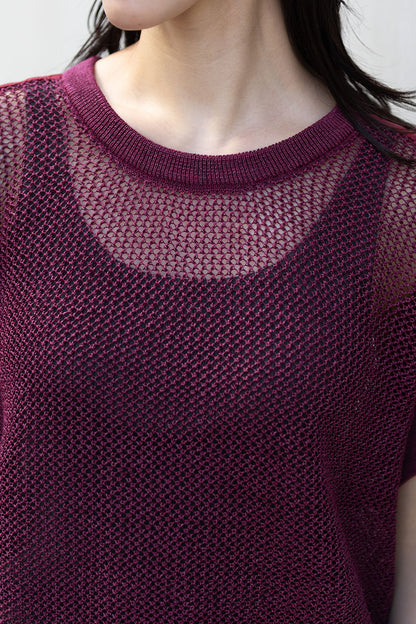 Munich スカシ編みニット×タフタドッキングショートプルオーバー【MN261K05】