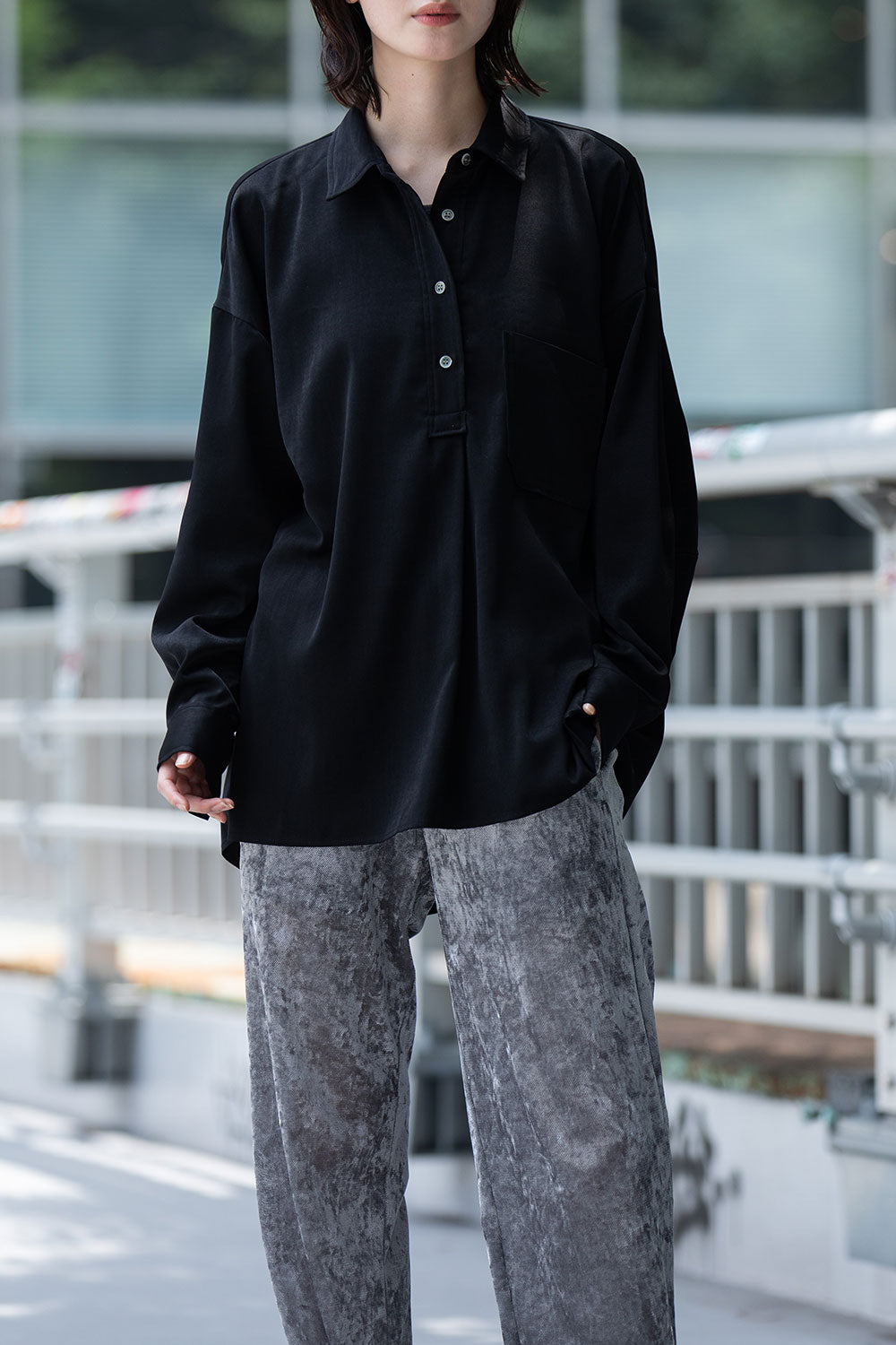 Munich ヴィンテージサテンプルオーバーシャツ【MN252T65】