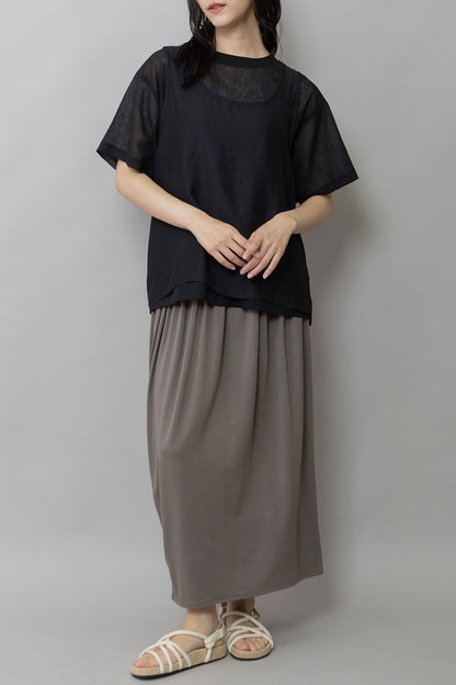 Munich ヴィンテージボイル×ドライツイルレイヤードトップス【MN261T45】