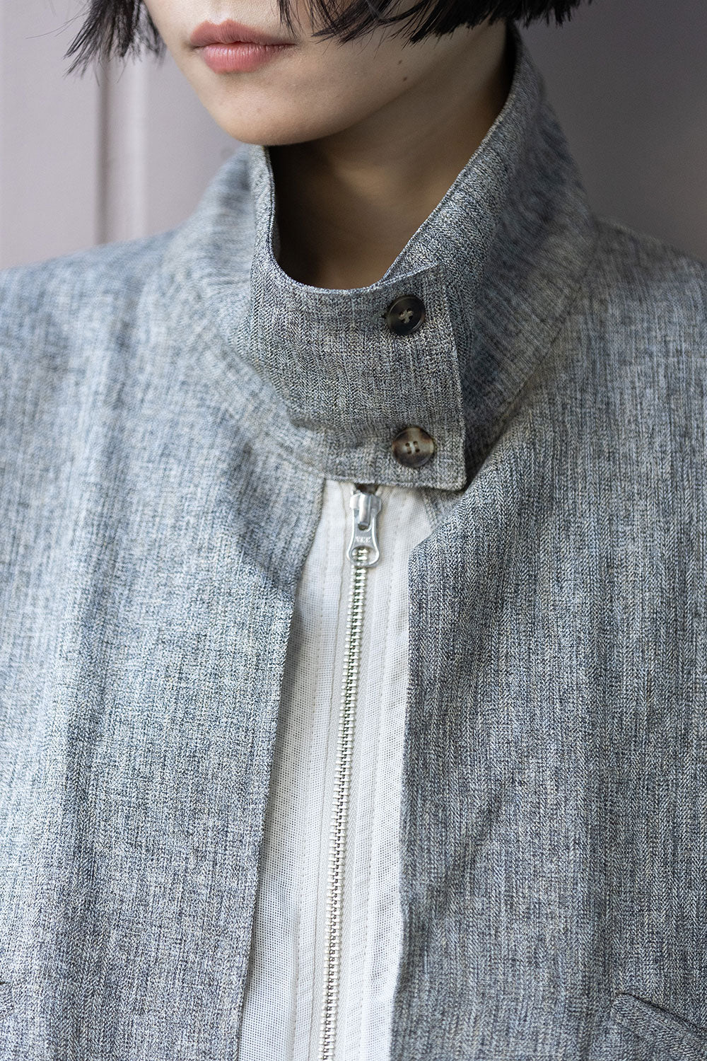 Munich ツイード調ツイル×メッシュレイヤードジップブルゾン【MN261B23】