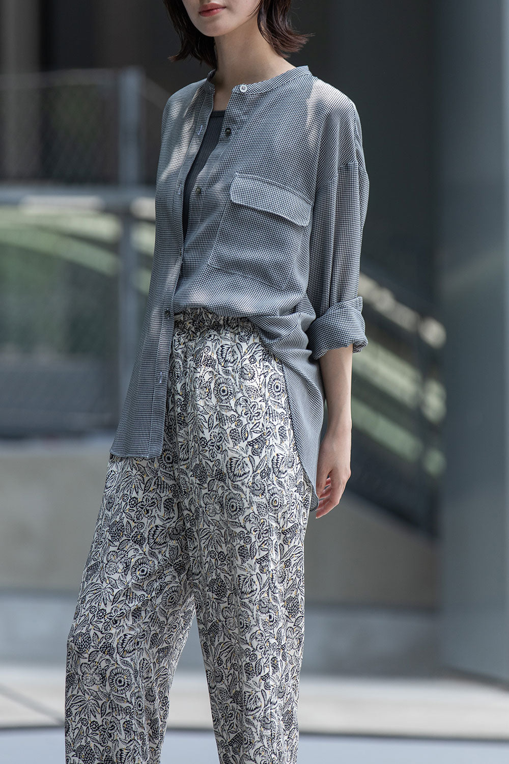 Munich ウォッシャブルウールビエラバンドカラーシャツ【MN252T61】