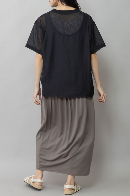 Munich ヴィンテージボイル×ドライツイルレイヤードトップス【MN261T45】