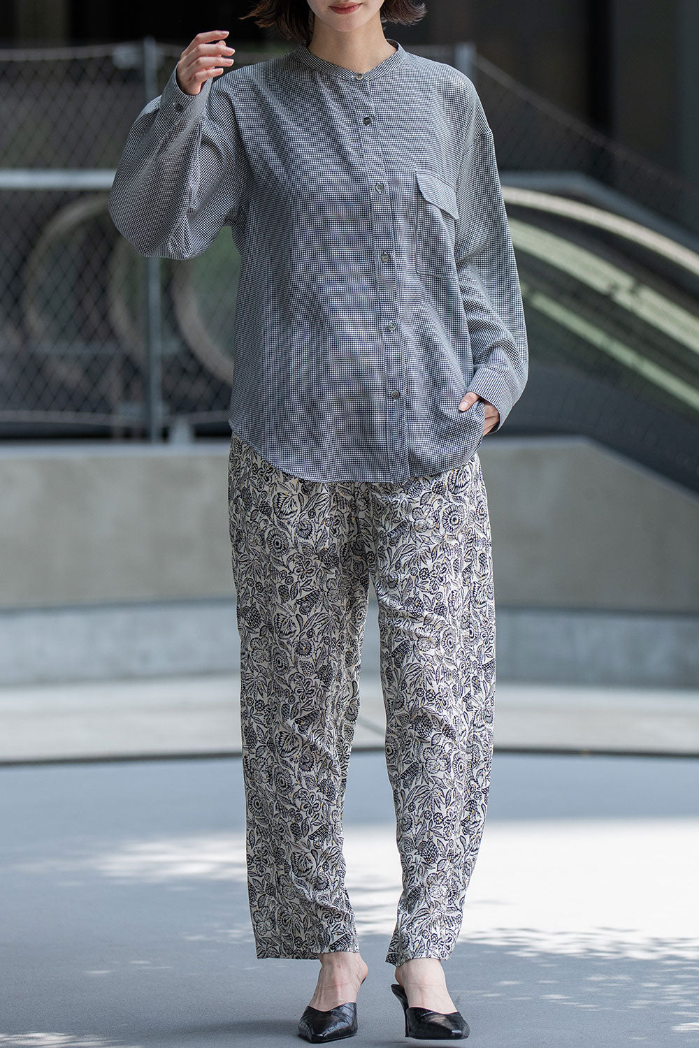 Munich ウォッシャブルウールビエラバンドカラーシャツ【MN252T61】