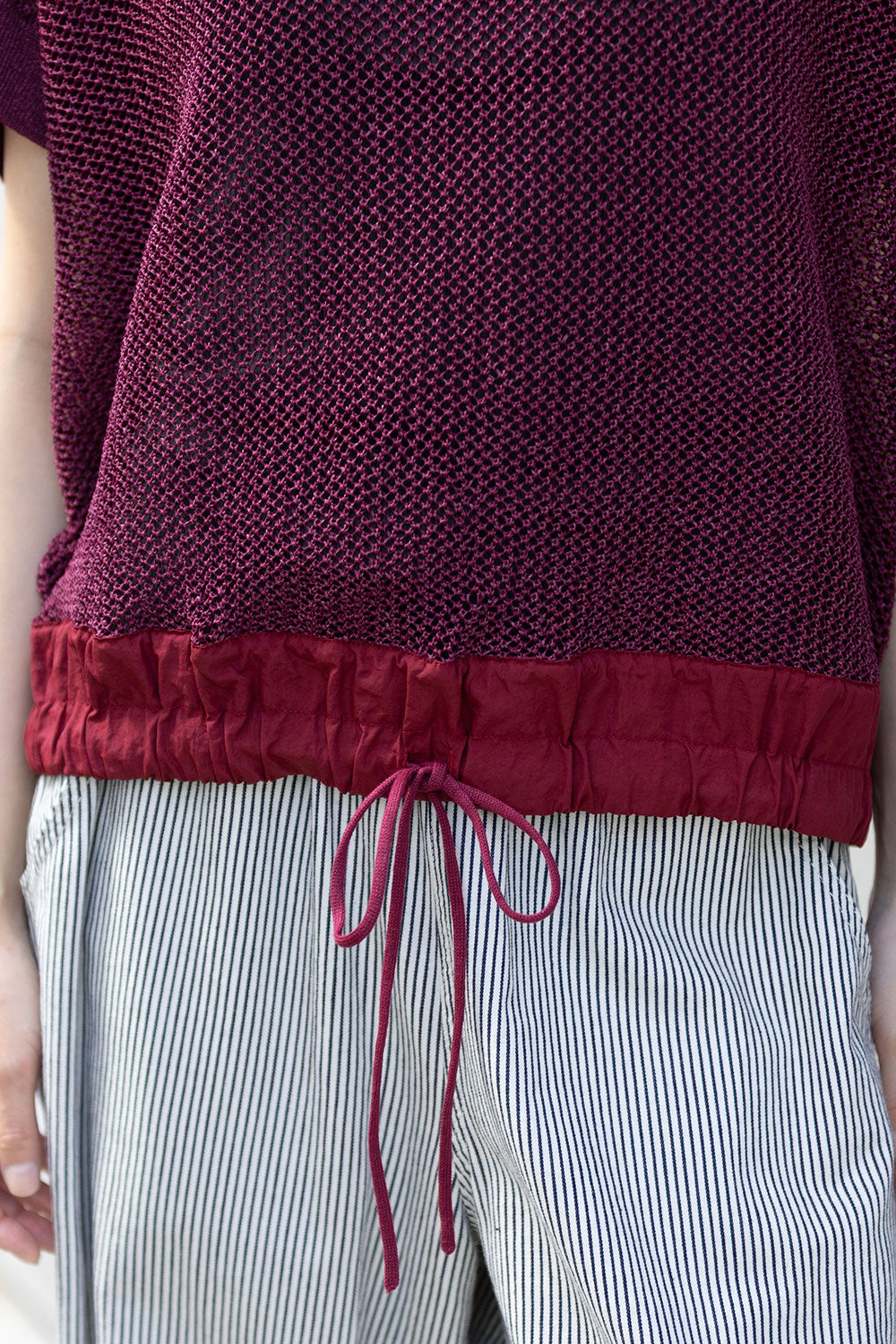 Munich スカシ編みニット×タフタドッキングショートプルオーバー【MN261K05】