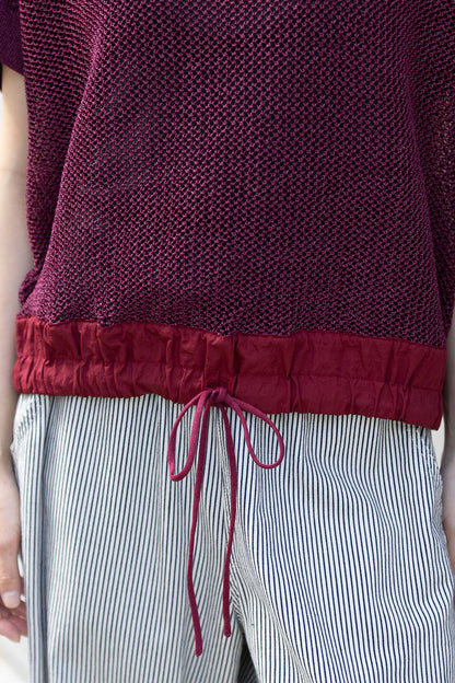 Munich スカシ編みニット×タフタドッキングショートプルオーバー【MN261K05】