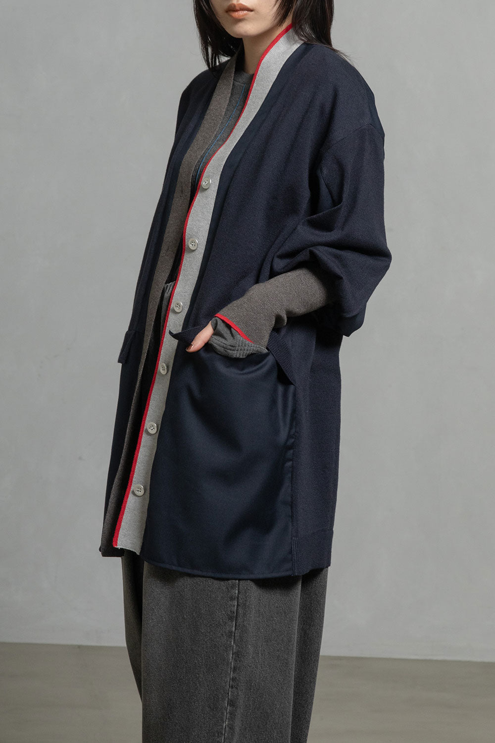 美品 ハリウッドランチマーケット 異素材ドッキング ロングカーディガン リメイク solid mohair cardigan | ソリッド モヘアカーディガン | HOLLYWOOD