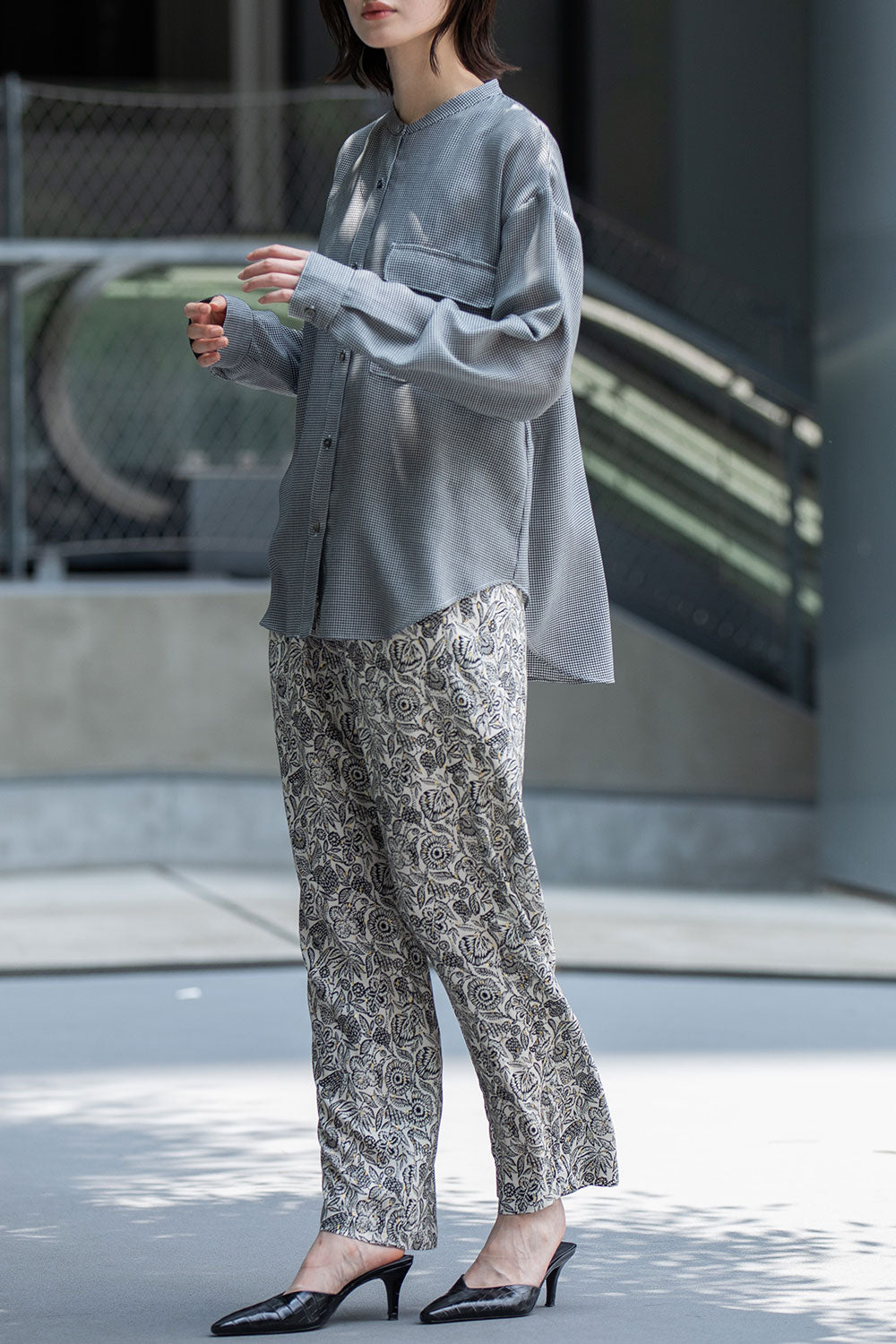 Munich ウォッシャブルウールビエラバンドカラーシャツ【MN252T61】