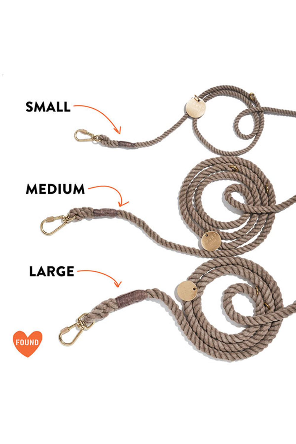 FOUND MY ANIMAL COTTON ROPE DOG LEASH, BOLT SNAPS, ADJUSTABLE - NAVY