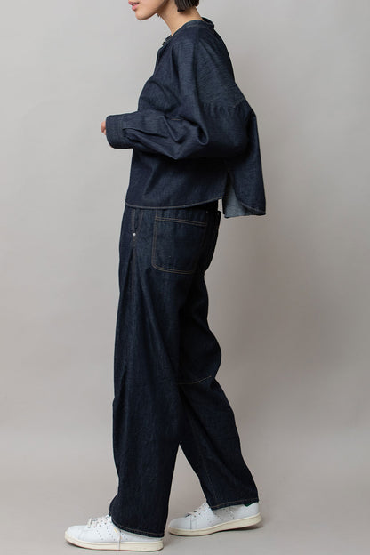 Munich 6ozスラブデニム２wayクロップドシャツ【MN261T14】