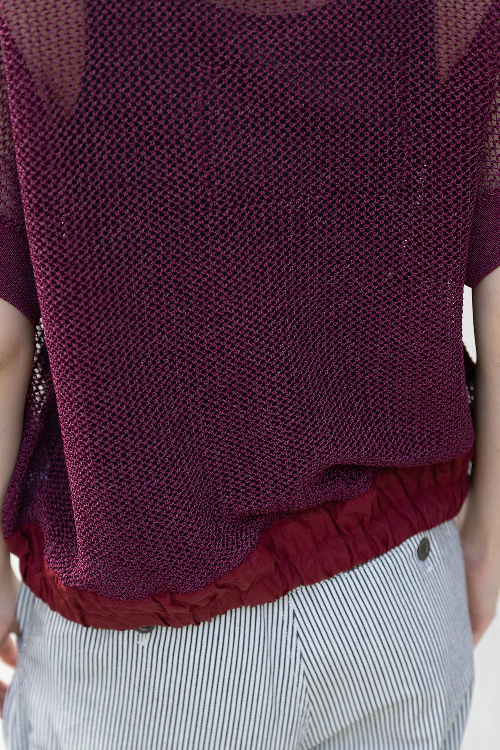 Munich スカシ編みニット×タフタドッキングショートプルオーバー【MN261K05】