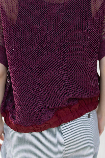 Munich スカシ編みニット×タフタドッキングショートプルオーバー【MN261K05】