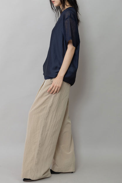 Munich ヴィンテージボイル×ドライツイルレイヤードトップス【MN261T45】