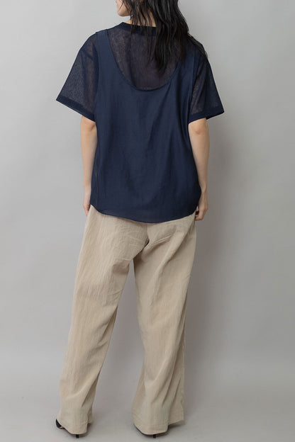 Munich ヴィンテージボイル×ドライツイルレイヤードトップス【MN261T45】